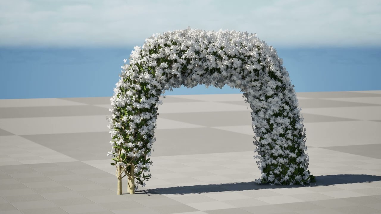 White Crepe Jasmine Arch 3D Asset 3D Model