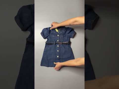 Стильное джинсовое платье с поясом для девочки, 5-10 лет - фото 1 - id-p2735416636
