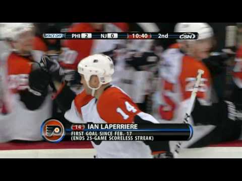 Ian Laperriere goal vs New Jersey Devils 10-3-09