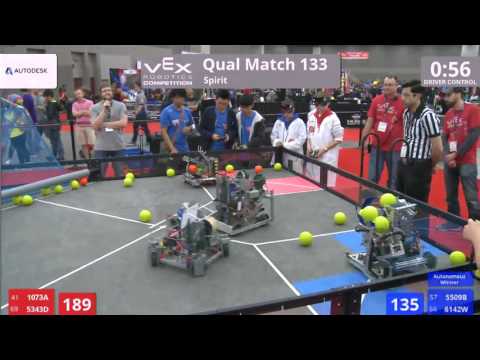 VEX Worlds 2016 - VRC Middle School - Spirit - Qual 133 (1073A 5343D) 186 vs 231 (5509B 6142W)