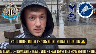 THE WORST HOTEL ROOM I HAVE EVER SEEN IN LONDON AS NEWCASTLE WON 1-0 AT MILLWALL