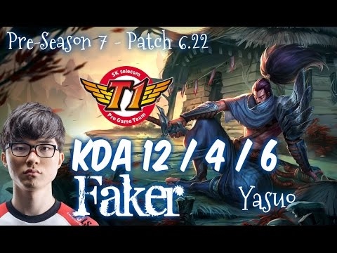 SKT T1 Faker YASUO vs AURELION SOL Mid - Patch 6.22 KR Flex 5:5 Rank