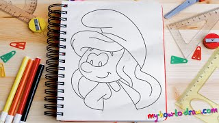 How to draw Smurfette - Easy step-by-step drawing lessons for kids