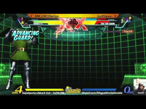 SRK UW Darryn vs JustSteve - Dojo Sports League 5v5 UMvC3 - Team Danger Room vs Team Panic Kings