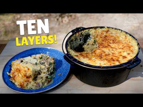 Ultimate Mountain Man Camp Breakfast! Dutch Oven Cowboy Casserole to Feed an Army