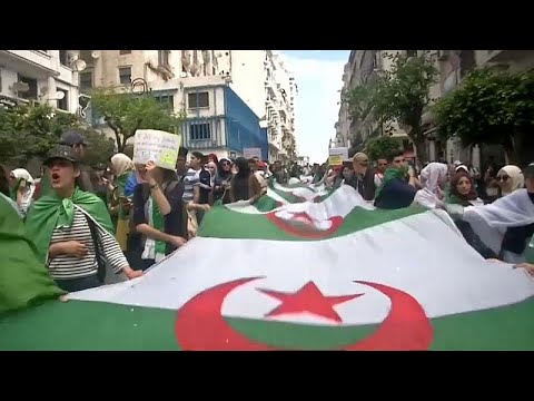 فيديو آلاف الطلاب الجزائريين يتظاهرون مطالبين باستقالة الرئيس المؤقت…