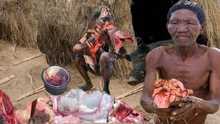 Hadzabe tribe Cooking hunt successfully.