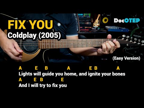 Fix You - Coldplay (Easy Guitar Chords Tutorial with Lyrics)