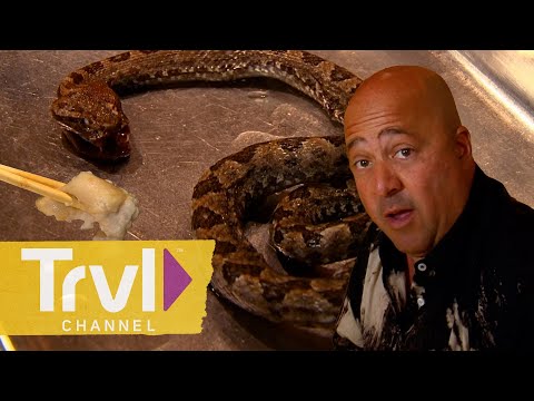 Eating POISONOUS Food with an Iron Chef | Bizarre Foods with Andrew Zimmern | Travel Channel