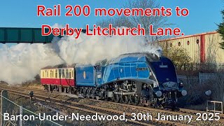 RAIL 200 movements to Derby Litchurch Lane publicity event, Barton-Under-Needwood, 30th January 2025