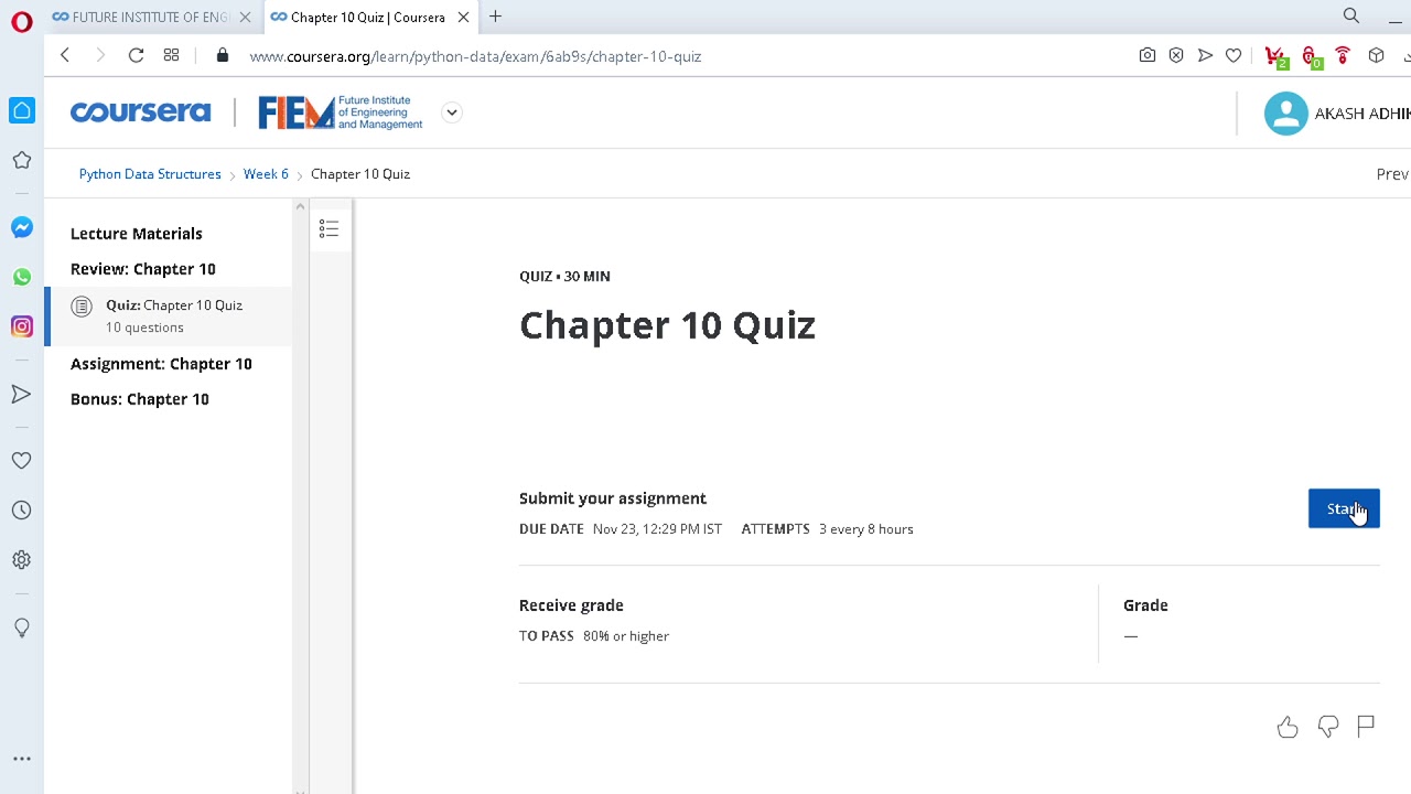 PYTHON DATA STRUCTURE(Chapter-10 quiz)