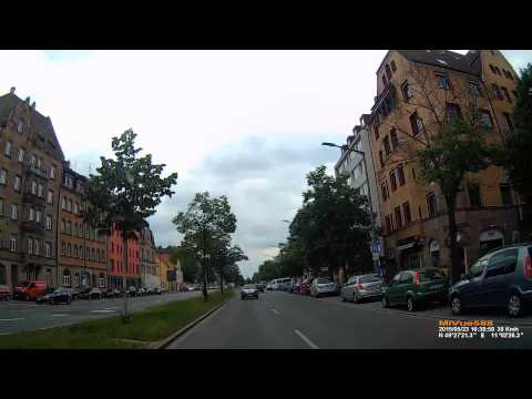D: Stadt Nürnberg. Fahrt von der A 73 Abfahrt N-Westring bis Kaufland Fürther Straße . Mai 2015
