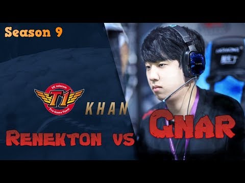 SKT T1 Khan - Renekton vs Gnar Top - Patch 9.19 LoL Season 9 KR Ranked | League of Legends Replays