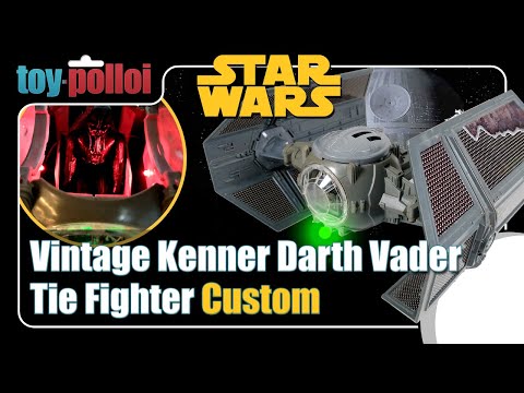 Vintage Star Wars Kenner Darth Vader Tie Fighter Custom stickers & lights - Toy Polloi
