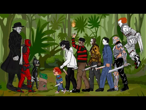 Baby Yoda vs Chucky, Deadpool, Jeff, Jason Voorhees, Michael Myers, Freddy Krueger, IT Pennywise