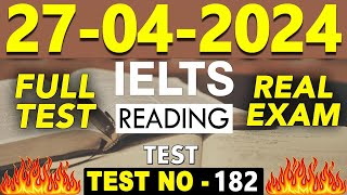 IELTS Reading Test 2024 with Answers | 27.04.2024 | Test No - 182