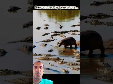 Hippo Baby vs Crocodile - The Most Unfair Fight Ever ! #wildlife #afreca #crocodile #viral #shorts