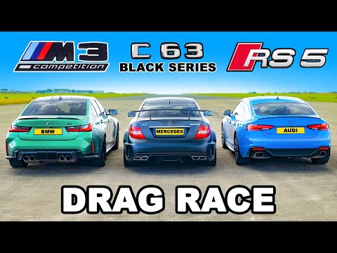 BMW M3 v Audi RS5 v AMG C63 Black Series: DRAG RACE