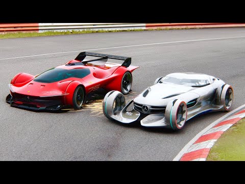 Ferrari Vision Gran Turismo vs Mercedes Silver Arrow at Nordschleife