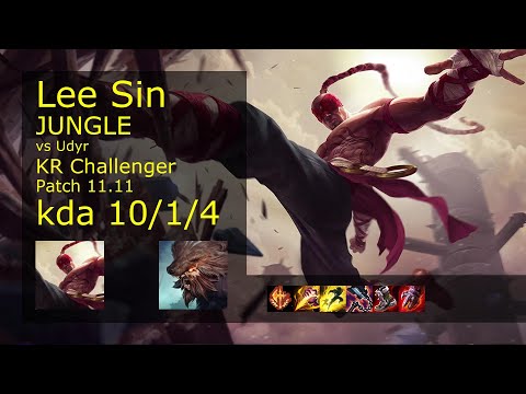 Lee Sin vs Udyr Jungle - KR Challenger 10/1/4 Patch 11.11 Gameplay // [롤] 리 신 vs 우디르 정글