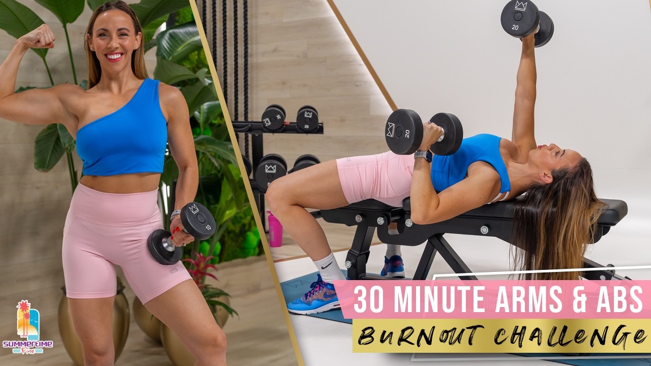Defined Arms and Abs Burnout Challenge - 30 Min Dumbbell Circuit Training Workout!