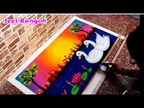 big poster rangoli design of ducks by jeet