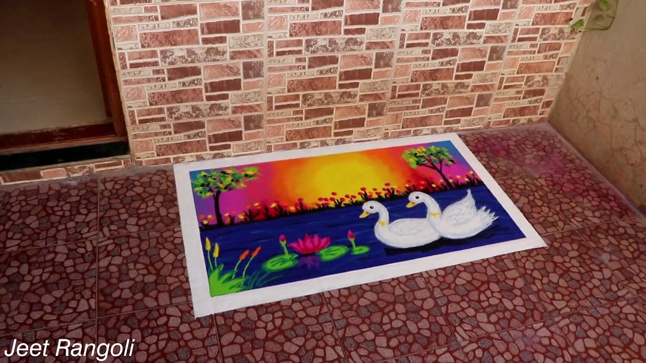 big poster rangoli design of ducks by jeet