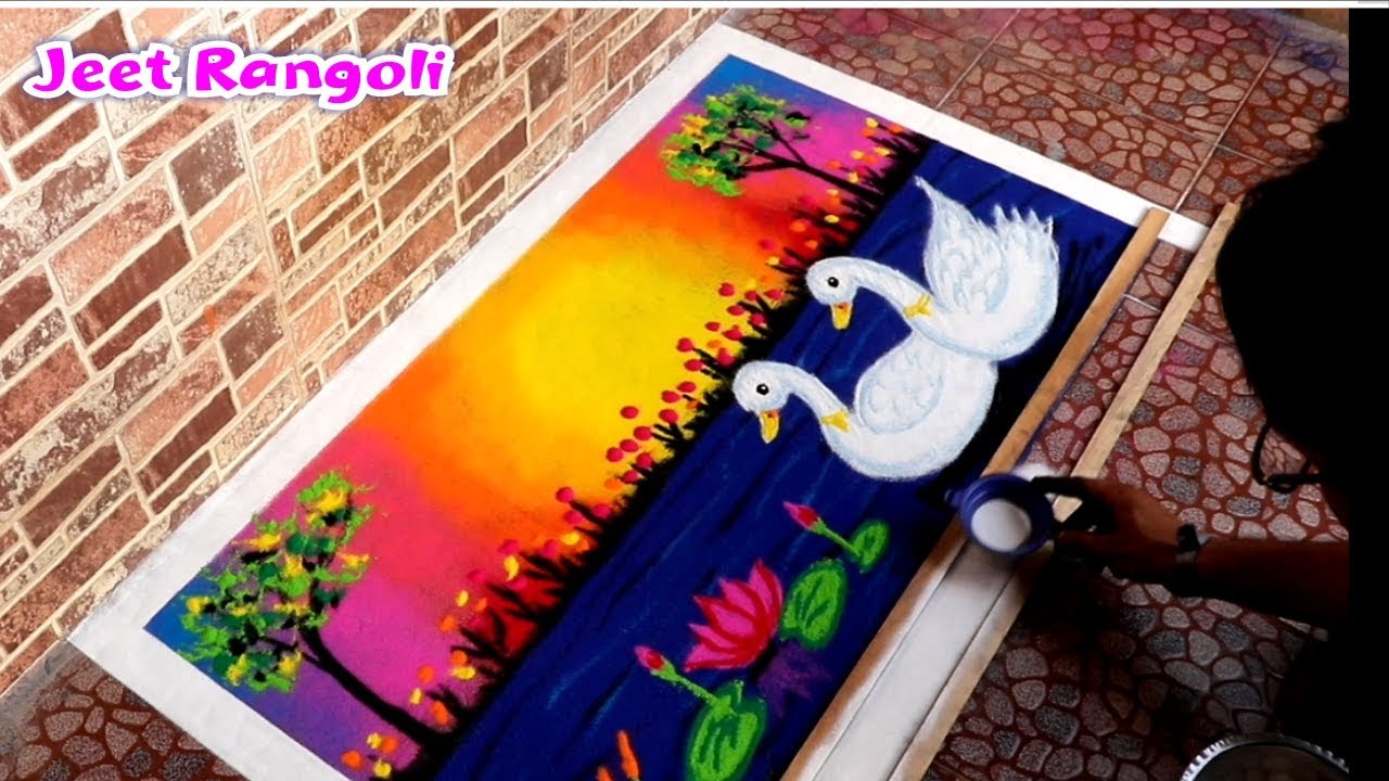 Big poster rangoli design of ducks by jeet