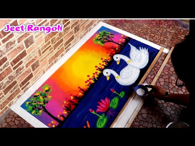 Big poster rangoli design of ducks by jeet