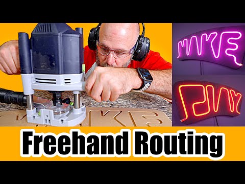 Learn how to freehand route and make neon LED signs. Woodworking tutorial.