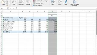 Moving Columns in an Excel Pivot Table