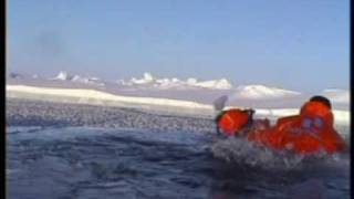 Swimming across leads of open water