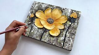 Create a Stunning Yellow Textured Flower 🌻 | Modern Art for Beginners | Vanoushe Art Tutorial