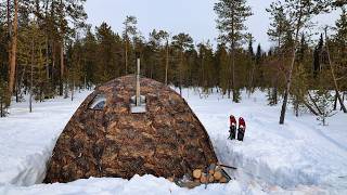 Cozy Winter Hot Tent ASMR: The Sounds of Sleeping in a Snowy Wilderness