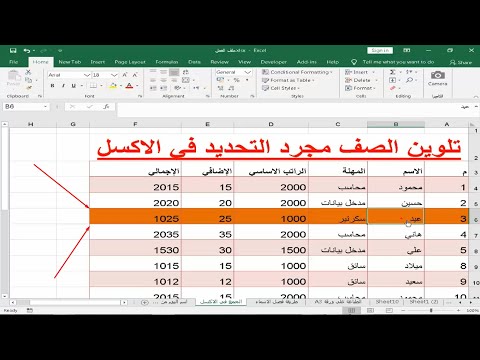 تلوين الصف في Excel