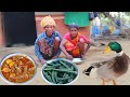 DUCK MEAT curry cooking by 80 years old grandma || village poor family how to cook meat curry