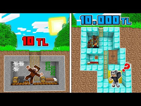 1 TL YER ALTI EV VS 10.000 TL YER ALTI EV! 😱 - Minecraft