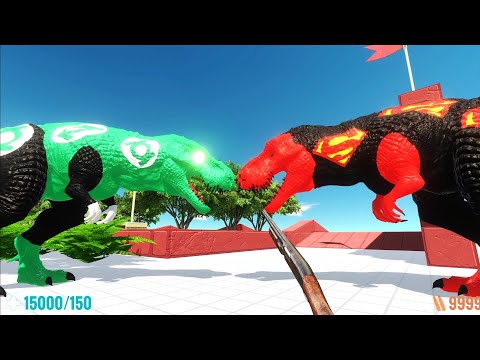 FPS ESCAPE from GREEN LANTERN T-REX DEATH RUN - Animal Revolt Battle Simulator