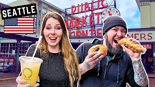 We ATE at PIKE PLACE MARKET in SEATTLE for 24 HOURS! 🇺🇸 - America's BE