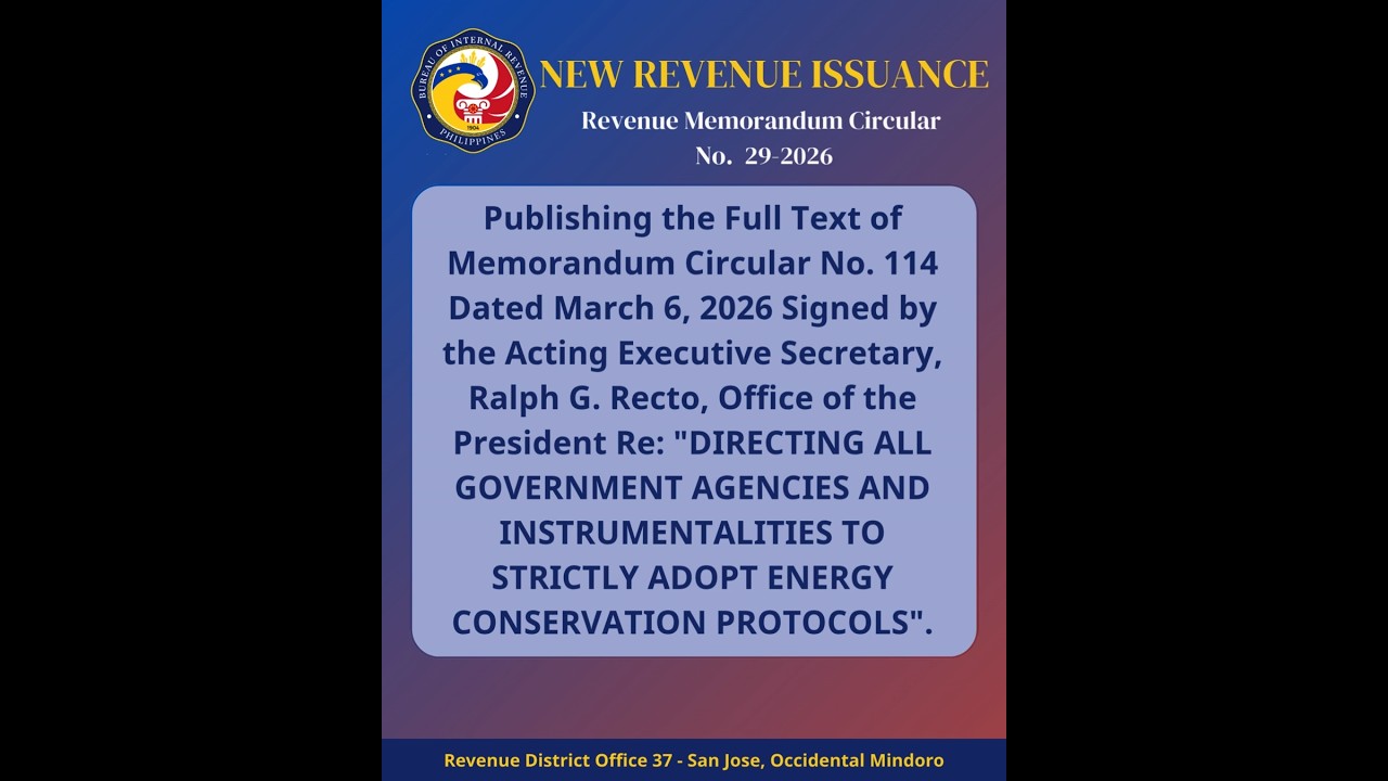 NEW REVENUE ISSUANCE: Revenue Memorandum Circular No. 29-2026