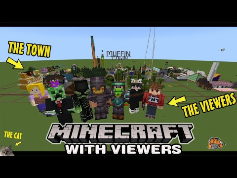 🔴LIVE MINECRAFT WITH VIEWERS - CREATIVE SUPER FLAT WORLD!! MUFFIN TOWN GETS BIGGER!!