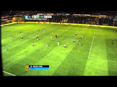 Gol de Acuña. Olimpo 1 - Sarmiento 0. Fecha 24. Primera División 2015. FPT.