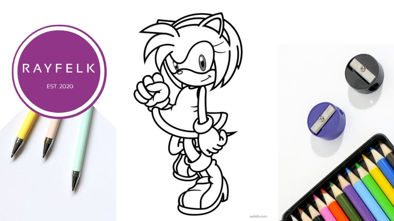 Amy Rose Coloring Page | Free Sonic coloring Pages | Rayfelk Arts and Printables