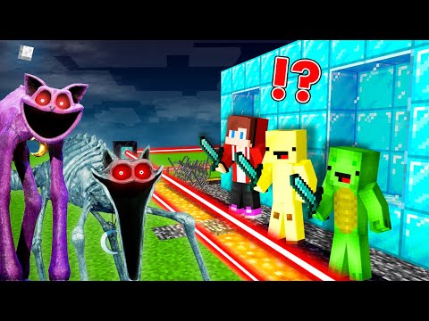 Scary CATNAP vs Security House in Minecraft Maizen JJ and Mikey and Banana Kid! Challenge