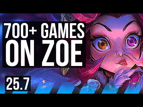 ZOE vs YONE (MID) | 10/2/7, Legendary, 700+ games | KR Grandmaster | 25.7