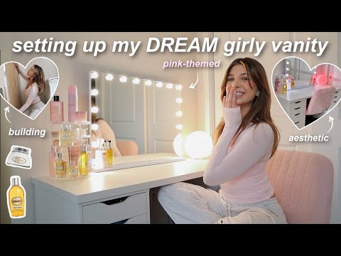 GIRLY VANITY setup & transformation! (building my dream PINK makeup vanity)
