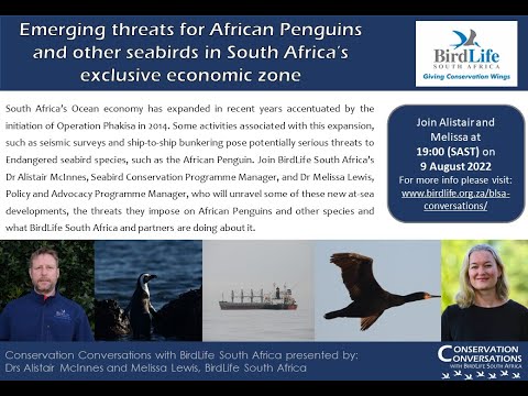 Conservation Conversations: Emerging threats to Coastal Seabirds – Drs A McInnes & M Lewis (09Aug22)