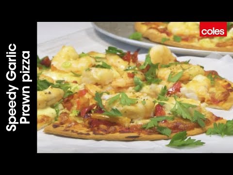 Speedy garlic prawn pizza