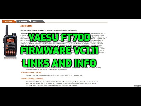 Yaesu FT70 Firmware update information-V1.11 for Wires X
