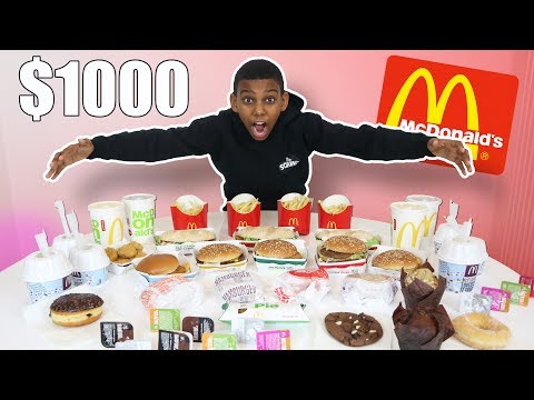 $1000 To Eat ENTIRE McDonald's Menu in 20 MIN Challenge!!